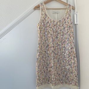 Trina Turk Silk Sequin Shift Mini Dress